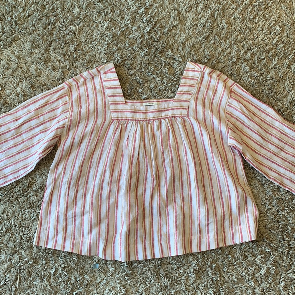 RACHEL ZOE 100% Linen Striped Top - Picture 3 of 14